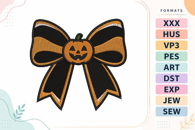 Halloween Pumpkin Bow Embroidery Design Embroidery/Applique DESIGNS sg embroidery 