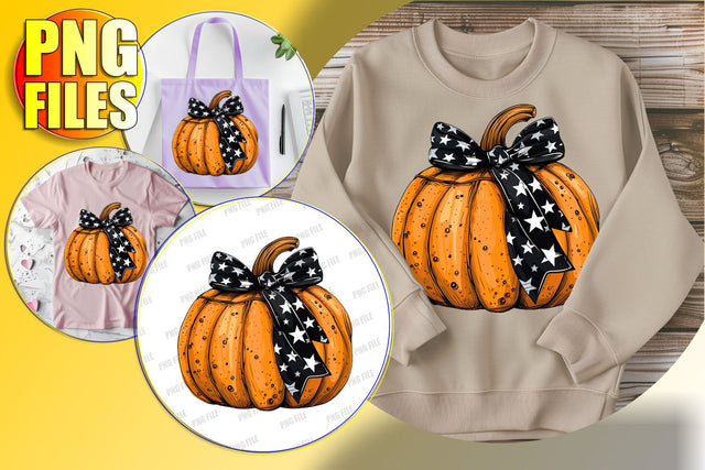 Halloween Pumpkin Bow Watercolor Design PNG Sublimation afrosvg 