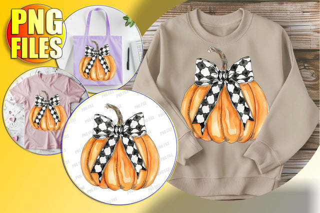 Halloween Pumpkin Bow Watercolor Sublimation PNG Sublimation afrosvg 