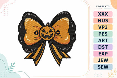Halloween Pumpkin Bow with Cat Face Embroidery Design Embroidery/Applique DESIGNS sg embroidery 