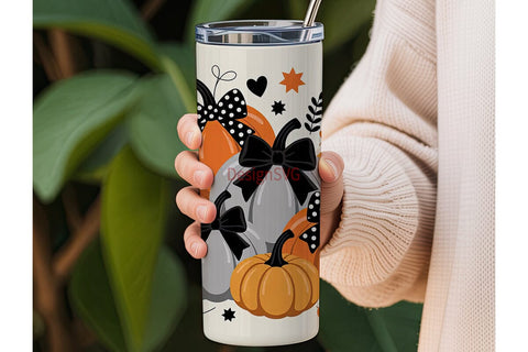 Halloween Pumpkin Bows 20oz Tumbler Wrap Sublimation DesignSVG 