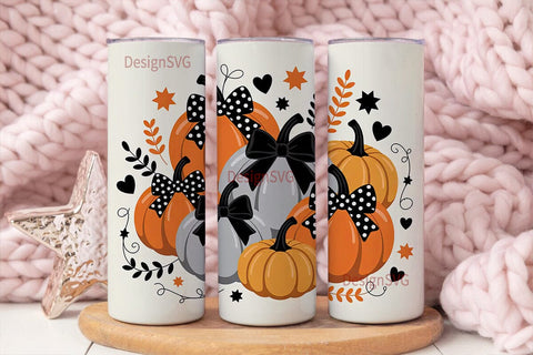 Halloween Pumpkin Bows 20oz Tumbler Wrap Sublimation DesignSVG 