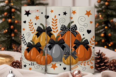 Halloween Pumpkin Bows 20oz Tumbler Wrap Sublimation DesignSVG 