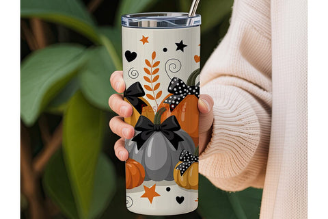 Halloween Pumpkin Bows 20oz Tumbler Wrap Sublimation DesignSVG 
