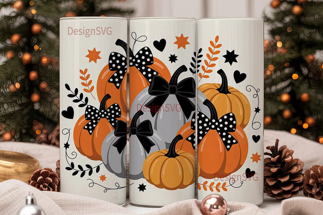 Halloween Pumpkin Bows 20oz Tumbler Wrap Sublimation DesignSVG 