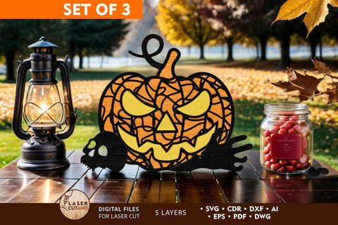 Halloween Pumpkin Bundle Decorative Templates SVG LaserCutano 