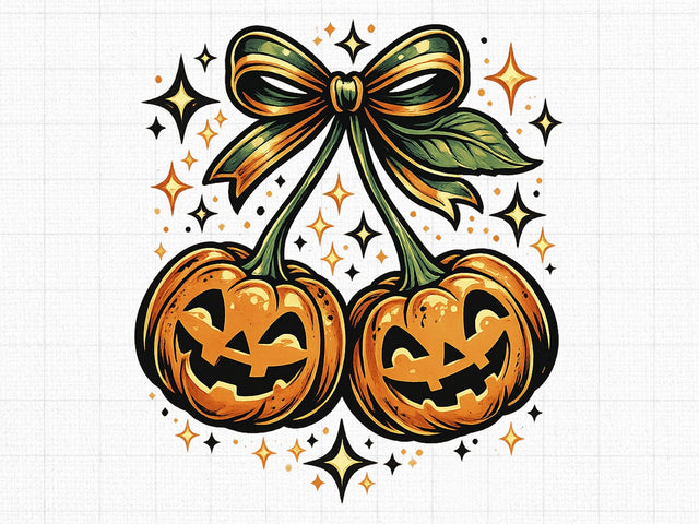 Halloween Pumpkin Cherry Bow PNG SVG artprintfile 