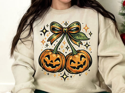 Halloween Pumpkin Cherry Bow PNG SVG artprintfile 