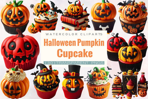 Halloween Pumpkin Cupcake Bundle. Sublimation SVGArt 