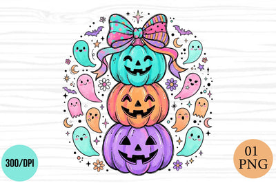 Halloween Pumpkin Ghost PNG Sublimation PaperPrintSVG 