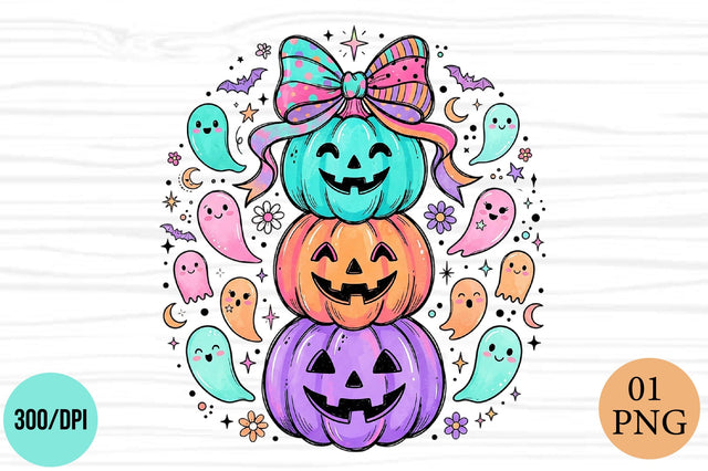 Halloween Pumpkin Ghost PNG Sublimation PaperPrintSVG 