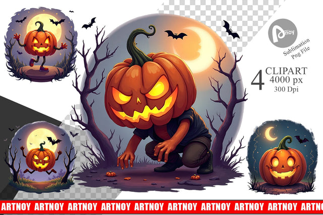 Halloween Pumpkin Gleam Clipart Sublimation artnoy 