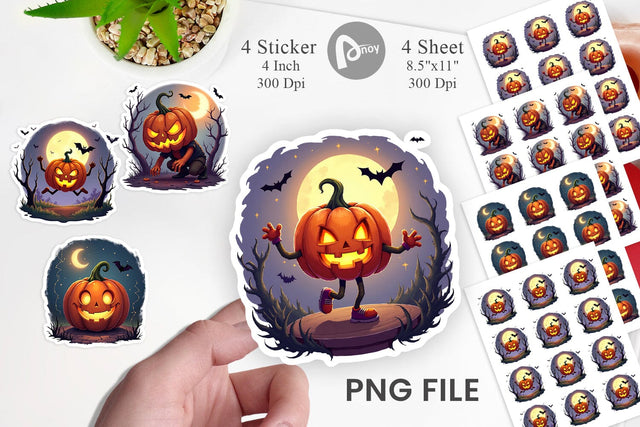 Halloween Pumpkin Gleam Sticker Sublimation artnoy 