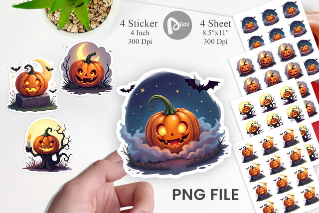 Halloween Pumpkin Gleam Sticker Sublimation artnoy 