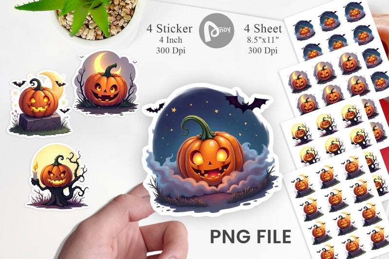 Halloween Pumpkin Gleam Sticker Sublimation artnoy 