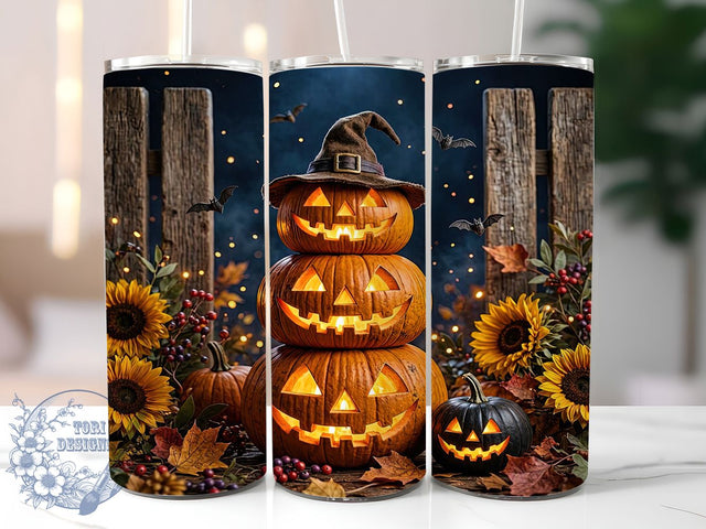 Halloween Pumpkin Glow 20oz Tumbler, Pumpkin Glow, Halloween Design, 20oz Wrap, Spooky Art, Glowing Pattern, Sublimation Tumbler, Festive Style Sublimation ToriDesigns 