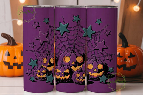 Halloween Pumpkin Glow 20oz Tumbler Wrap Sublimation PixelChick 