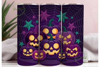 Halloween Pumpkin Glow 20oz Tumbler Wrap Sublimation PixelChick 