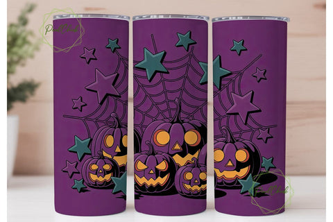 Halloween Pumpkin Glow 20oz Tumbler Wrap Sublimation PixelChick 