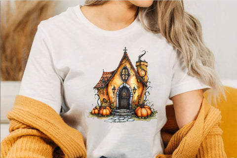 Halloween Pumpkin House Clipart Bundle Sublimation SVGArt 