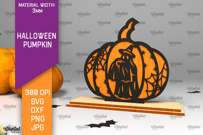 Halloween Pumpkin Laser Cut Design. Halloween Decoration SVG SVG Evgenyia Guschina 