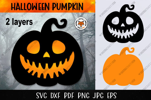 Halloween Pumpkin Laser Cut SVG, Jack O Lantern SVG 3D Paper Digital Craftyfox 