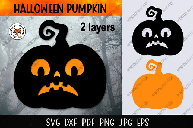 Halloween Pumpkin Paper Cut SVG, Jack O Lantern SVG 3D Paper Digital Craftyfox 
