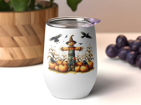 Halloween Pumpkin Patch with Scarecrow and Crows PNG Sublimation Luvleigh Digitals 