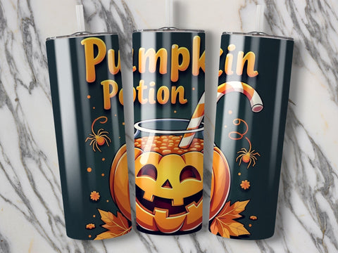 Halloween Pumpkin Potion Tumbler Wrap PNG Sublimation Luvleigh Digitals 