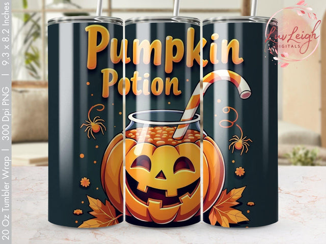 Halloween Pumpkin Potion Tumbler Wrap PNG Sublimation Luvleigh Digitals 