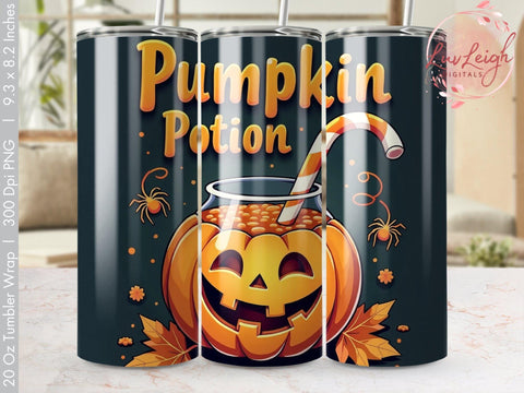 Halloween Pumpkin Potion Tumbler Wrap PNG Sublimation Luvleigh Digitals 