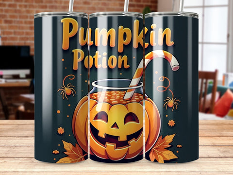 Halloween Pumpkin Potion Tumbler Wrap PNG Sublimation Luvleigh Digitals 