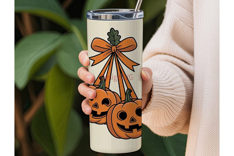 Halloween Pumpkin Ribbon 20oz Tumbler Sublimation DesignSVG 