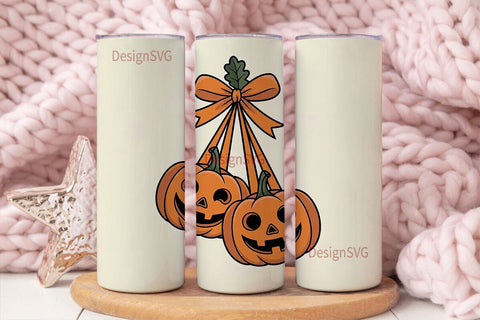 Halloween Pumpkin Ribbon 20oz Tumbler Sublimation DesignSVG 