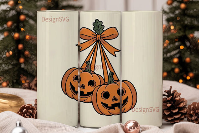 Halloween Pumpkin Ribbon 20oz Tumbler Sublimation DesignSVG 