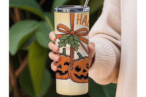 Halloween Pumpkin Ribbon 20oz Tumbler Sublimation DesignSVG 