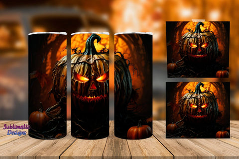 Halloween Pumpkin Skinny Tumbler Wrap Bundle | Halloween 20 oz Skinny Tumbler Wrap Sublimation Pumpkin Design Sublimation Sublimatiz Designs 