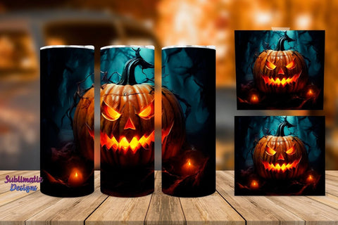 Halloween Pumpkin Skinny Tumbler Wrap Bundle | Halloween 20 oz Skinny Tumbler Wrap Sublimation Pumpkin Design Sublimation Sublimatiz Designs 