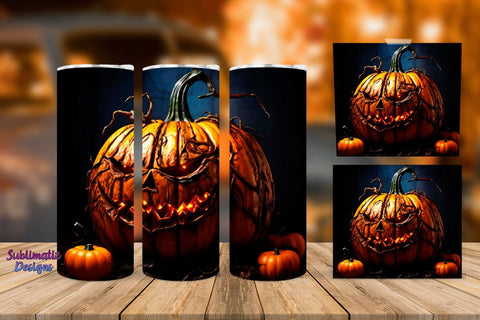 Halloween Pumpkin Skinny Tumbler Wrap Bundle | Halloween 20 oz Skinny Tumbler Wrap Sublimation Pumpkin Design Sublimation Sublimatiz Designs 