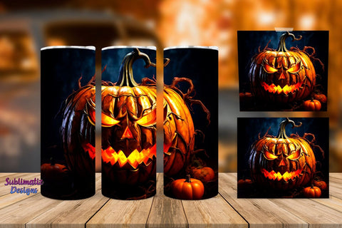 Halloween Pumpkin Skinny Tumbler Wrap Bundle | Halloween 20 oz Skinny Tumbler Wrap Sublimation Pumpkin Design Sublimation Sublimatiz Designs 