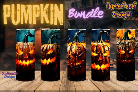 Halloween Pumpkin Skinny Tumbler Wrap Bundle | Halloween 20 oz Skinny Tumbler Wrap Sublimation Pumpkin Design Sublimation Sublimatiz Designs 