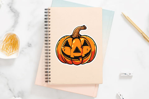 Halloween Pumpkin Sticker Clipart Bundle Sublimation Regulrcrative 