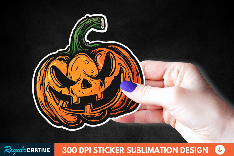 Halloween Pumpkin Sticker Clipart Sublimation Regulrcrative 