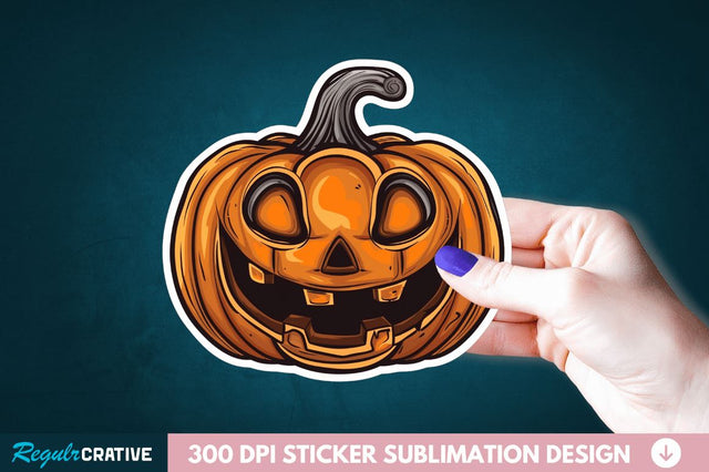 Halloween Pumpkin Sticker Clipart Sublimation Regulrcrative 