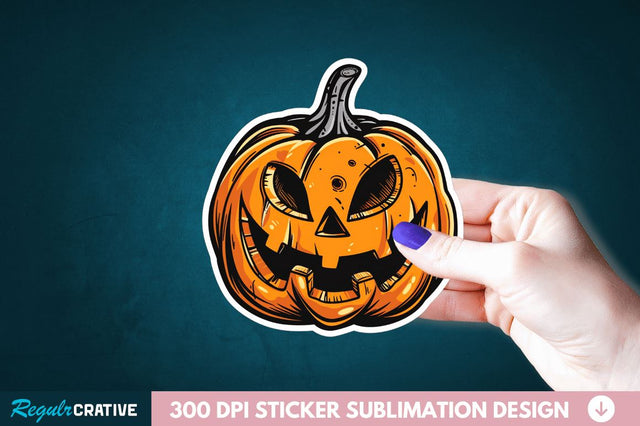 Halloween Pumpkin Sticker Clipart Sublimation Regulrcrative 