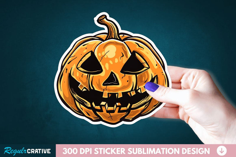 Halloween Pumpkin Sticker Clipart Sublimation Regulrcrative 