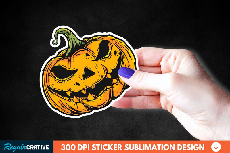 Halloween Pumpkin Sticker Clipart Sublimation Regulrcrative 