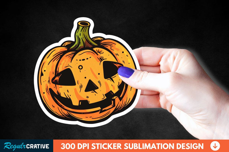 Halloween Pumpkin Sticker Clipart Sublimation Regulrcrative 