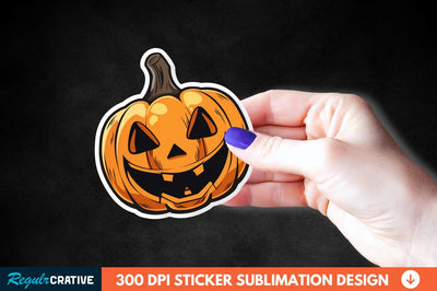 Halloween Pumpkin Sticker Clipart Sublimation Regulrcrative 