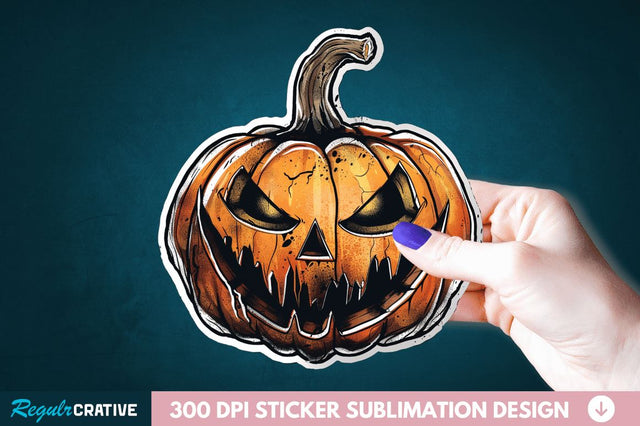 Halloween Pumpkin Sticker Clipart Sublimation Regulrcrative 